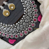 Vriksham Premium Teardrop With Red Accents American Diamond Bridal Haram-G20244